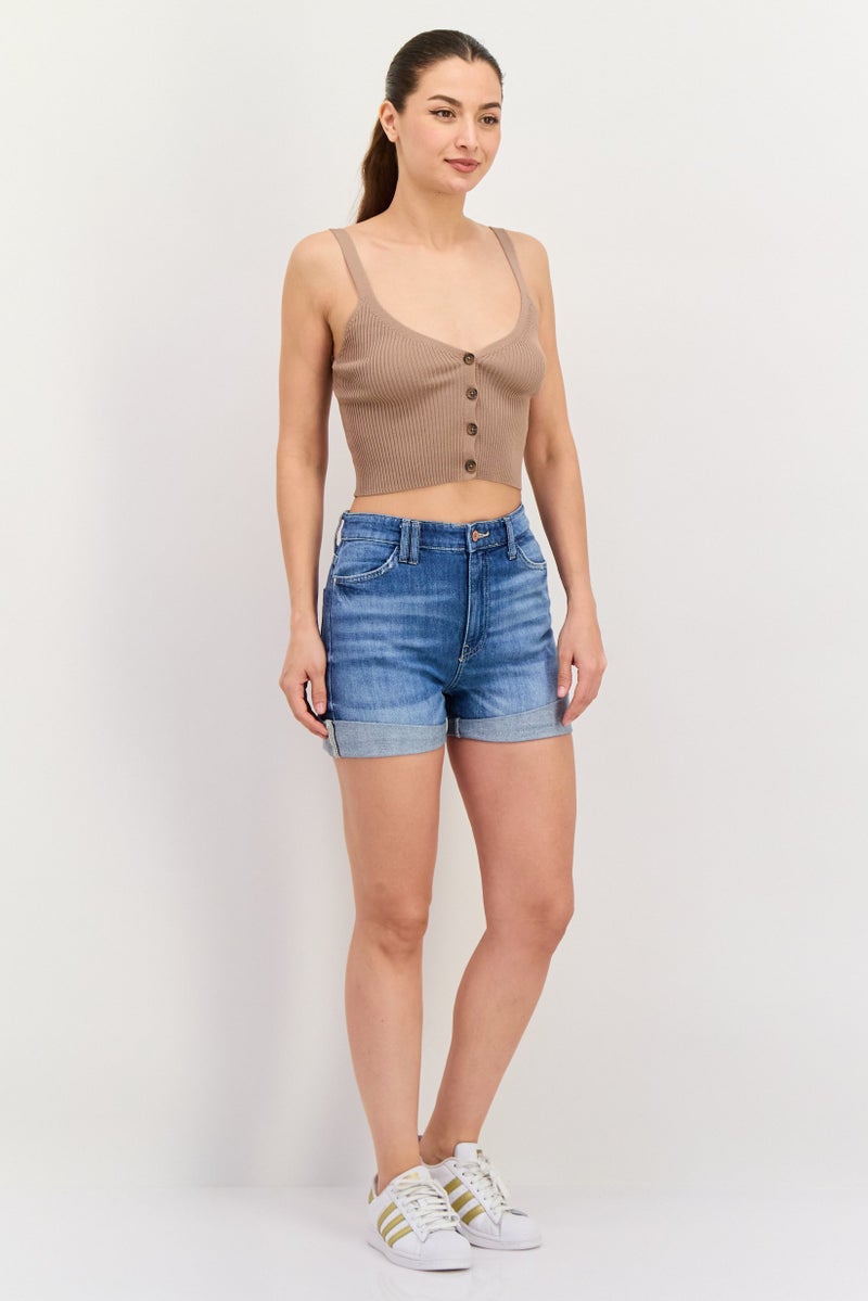 GUESS شورتات جينز مغسولة للنساء، زرقاء - Image 4