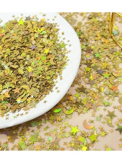 ThePartyPopper Ramadan and Eid Chrome Gold Moon Star Confetti Pack Table Confetti  - Image 1