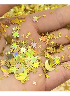 ThePartyPopper Ramadan and Eid Chrome Gold Moon Star Confetti Pack Table Confetti  - Image 3