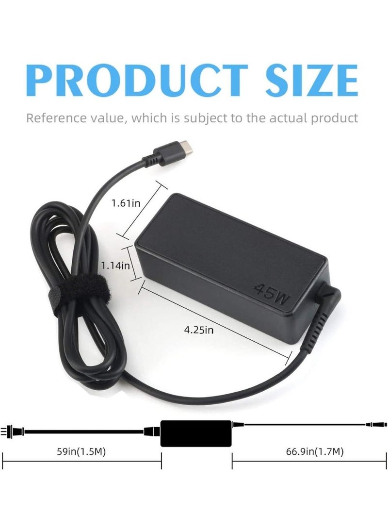 PARTNER - 45W USB-C Type C Laptop Charger for Lenovo Chromebook, Thinkpad, Yoga; HP Chromebook X360, Spectre X360; Dell Xps ASUS ZenBook Chromebook and More USB Type C Charging Notebook - Image 1