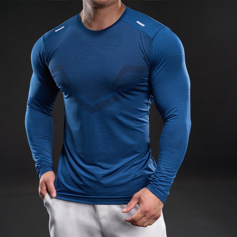 5802 Bullying Muscle Style Quick-Drying Ice Silk Long-Sleeved T-Shirt Men'S Leisure Sports Elastic Fitness Outdoor - Image 2