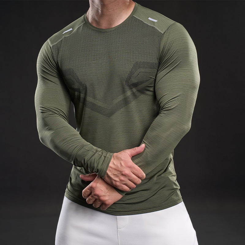 5802 Bullying Muscle Style Quick-Drying Ice Silk Long-Sleeved T-Shirt Men'S Leisure Sports Elastic Fitness Outdoor - Image 4