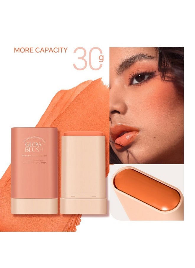 ANMANSY ANMANSY Cream Matte Makeup Blush Stick, 02# Orange, Waterproof, Suitable for All Skin Tones  - Image 2
