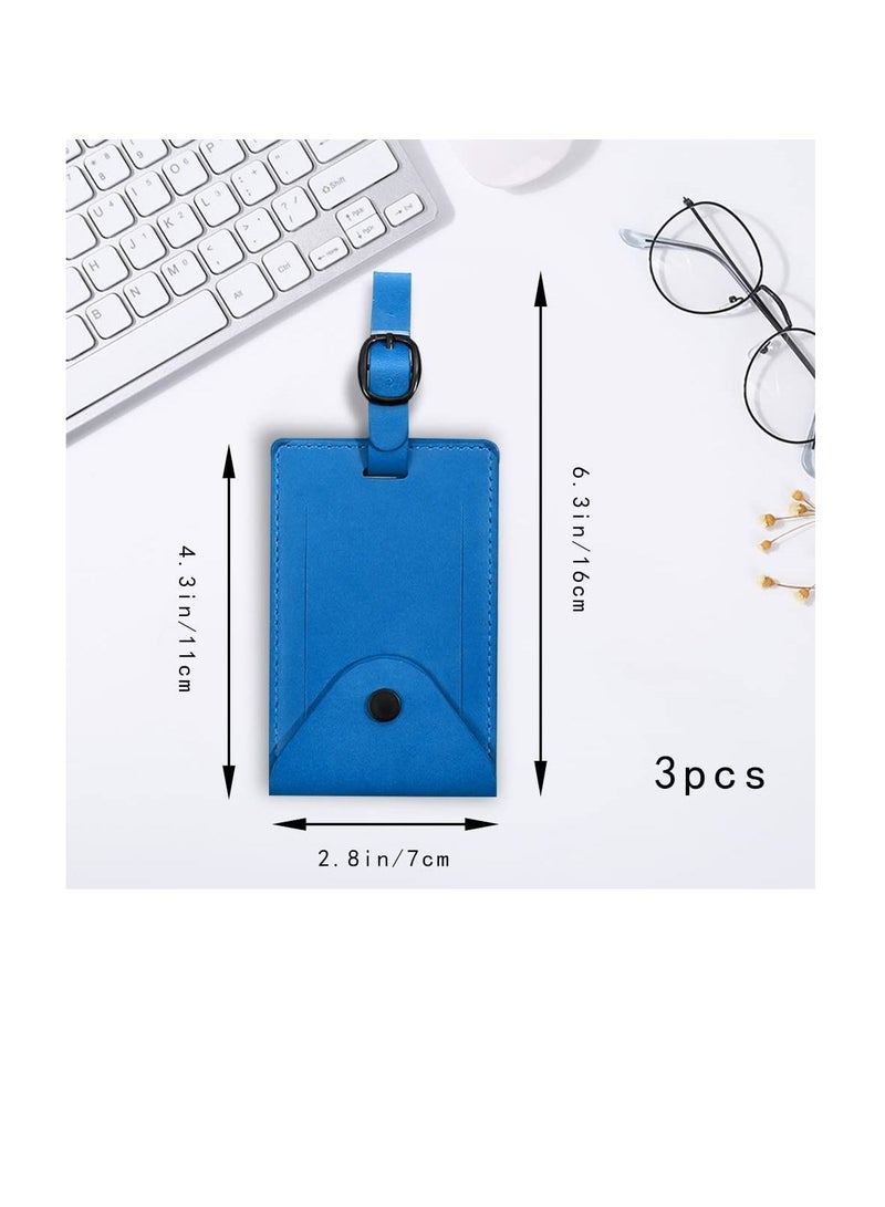 SYOSI 3 PCS Luggage Tags, Premium PU Leather Luggage Travel Bag Tags with Adjustable Strap, Suitcase Tags with Snap for Travel Bag Suitcase 3 Colors - Image 5