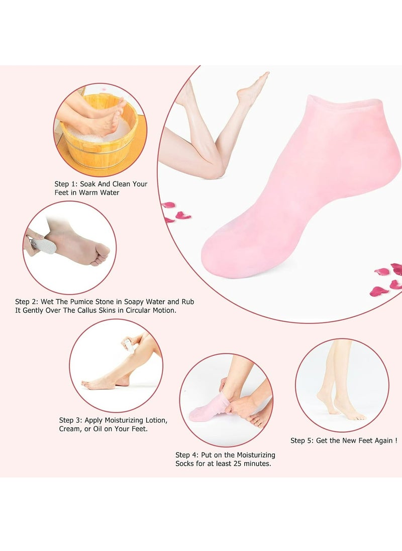 Generic 2pcs Silicone Socks for Women, Moisturizing Foot Socks, Soft Gel Socks, Aloe Socks, Women Spa Pedicure Socks for Repairing Dry Feet, Cracked Heel and Softening Rough Skin, Calluses  - Image 5