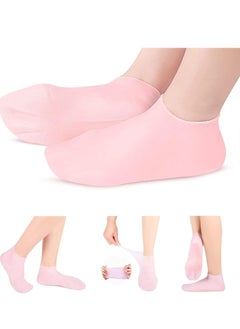 Generic 2pcs Silicone Socks for Women, Moisturizing Foot Socks, Soft Gel Socks, Aloe Socks, Women Spa Pedicure Socks for Repairing Dry Feet, Cracked Heel and Softening Rough Skin, Calluses  - Image 1