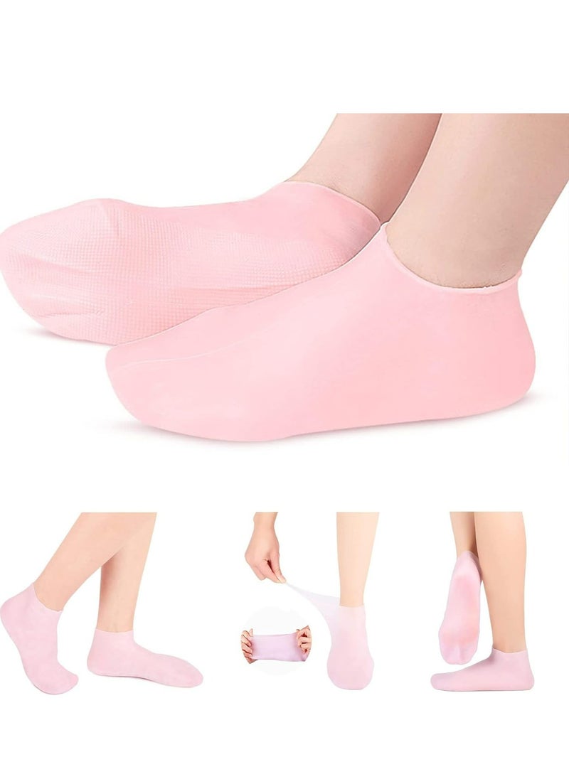 Generic 2pcs Silicone Socks for Women, Moisturizing Foot Socks, Soft Gel Socks, Aloe Socks, Women Spa Pedicure Socks for Repairing Dry Feet, Cracked Heel and Softening Rough Skin, Calluses  - Image 1