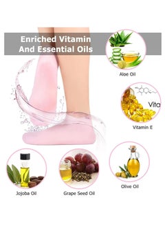 Generic 2pcs Silicone Socks for Women, Moisturizing Foot Socks, Soft Gel Socks, Aloe Socks, Women Spa Pedicure Socks for Repairing Dry Feet, Cracked Heel and Softening Rough Skin, Calluses  - Image 3