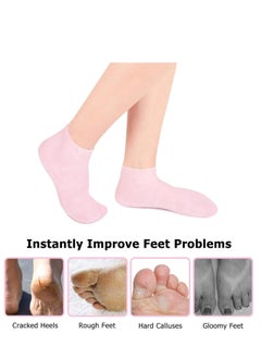 Generic 2pcs Silicone Socks for Women, Moisturizing Foot Socks, Soft Gel Socks, Aloe Socks, Women Spa Pedicure Socks for Repairing Dry Feet, Cracked Heel and Softening Rough Skin, Calluses  - Image 2