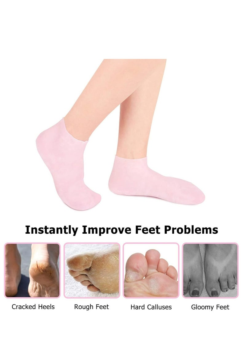 Generic 2pcs Silicone Socks for Women, Moisturizing Foot Socks, Soft Gel Socks, Aloe Socks, Women Spa Pedicure Socks for Repairing Dry Feet, Cracked Heel and Softening Rough Skin, Calluses  - Image 2