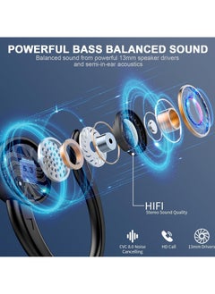 General Headphones Bluetooth 5.3 Wireless Bass Stereo Over-Ear Earbuds ENC Noise Cancelling Microphone with On-Ear Hook, 48 Hour Playback and Dual LED Display, IP7 Waterproof Headphones for Sports/Exercise/Gym/Gaming  - Image 5
