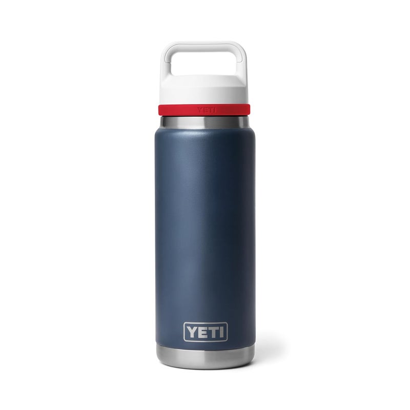 YETI Rambler 26 oz Bottle, Vacuum Insulated, Leakproof, Stainless Steel with Chug Cap, Navy/Rescue Red/White - Image 3