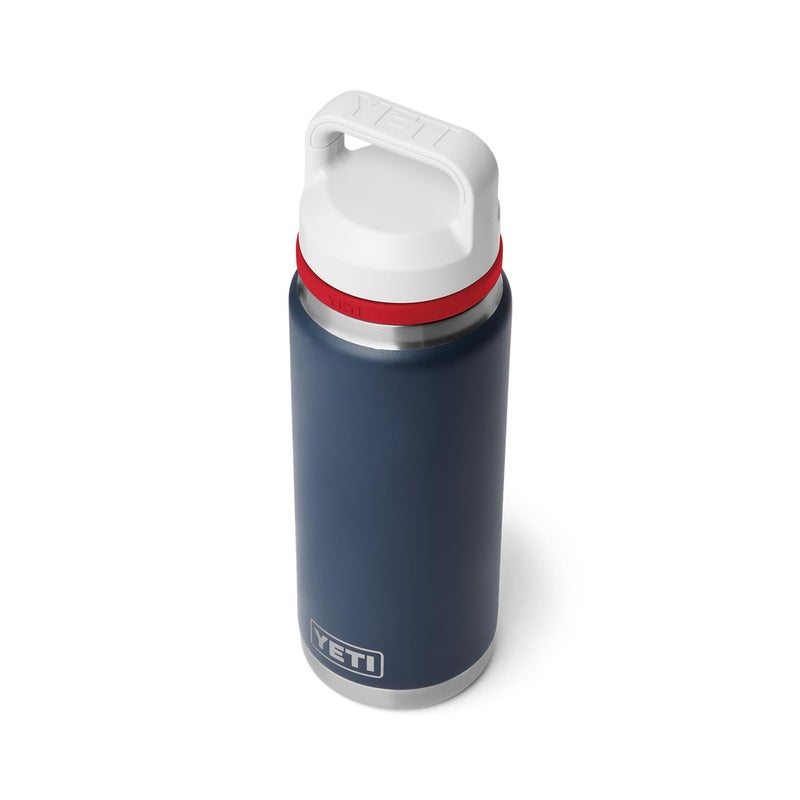 YETI Rambler 26 oz Bottle, Vacuum Insulated, Leakproof, Stainless Steel with Chug Cap, Navy/Rescue Red/White - Image 5