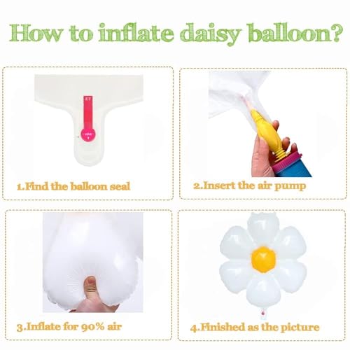 GIHOO Daisy Pastel Balloon Garland Kit 157pcs Pastel Macaron Balloon Arch Kit with Flower Mylar Balloon for Boho Mothers Day Spring Daisy Floral Theme Two Groovy Party Decoration - Image 3