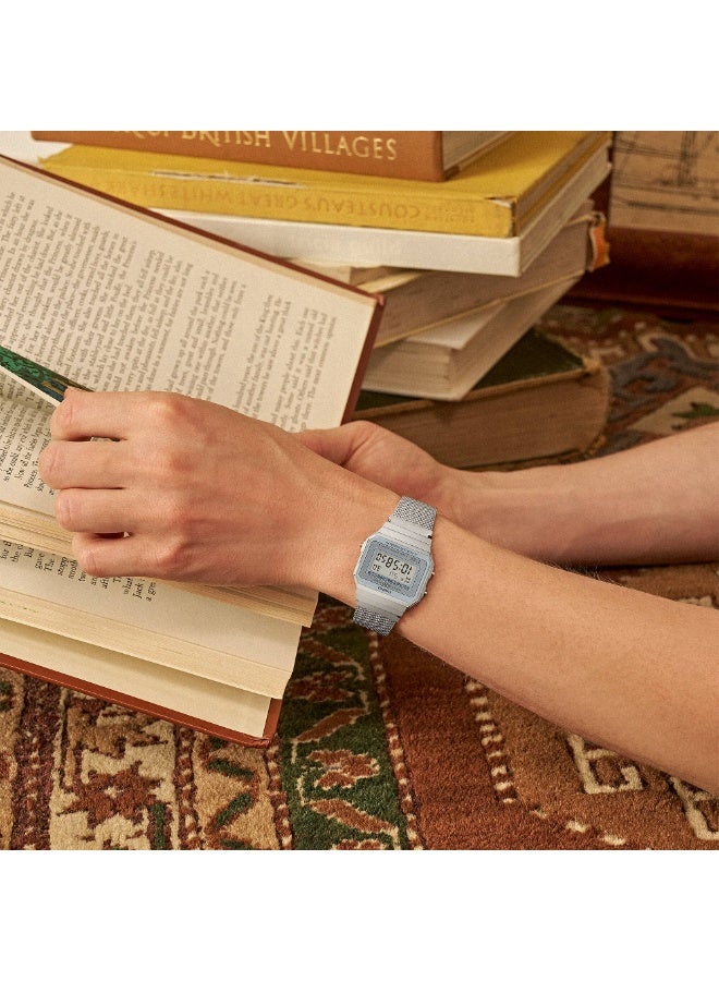 Casio A700WM‑7ADF Unisex Digital Watch – Silver Mesh Bracelet, Super‑Slim Case - Image 2