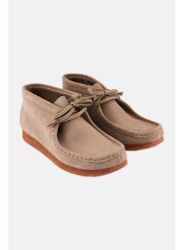 clarks Kids Wide Fit Boys Wallabee Lace Up Casual Boots, Tan  - Image 1