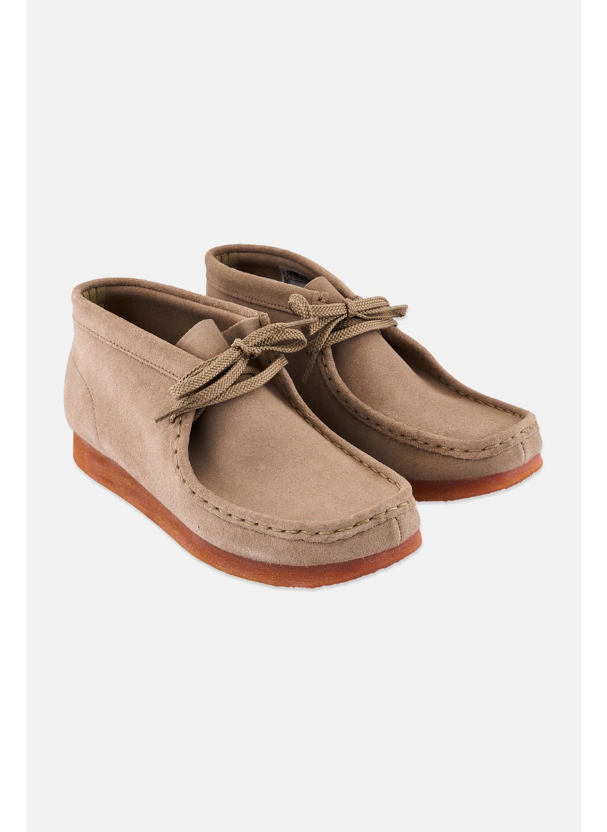 clarks Kids Wide Fit Boys Wallabee Lace Up Casual Boots, Tan  - Image 1