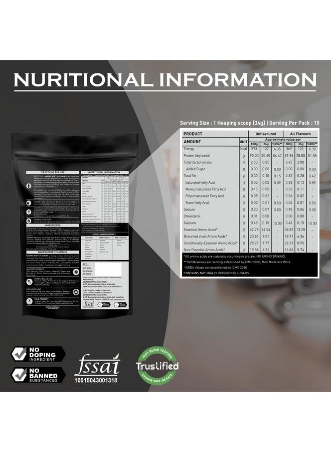 NAKPRO Platinum Whey Protein Isolate 500g Coffee | 28g Protein, 6.4g BCAA | Trustified Certified 100% Authentic Supplement Powder & No Adulteration | Low Carbs, Fast Absorbing Whey Protein Powder - Image 3