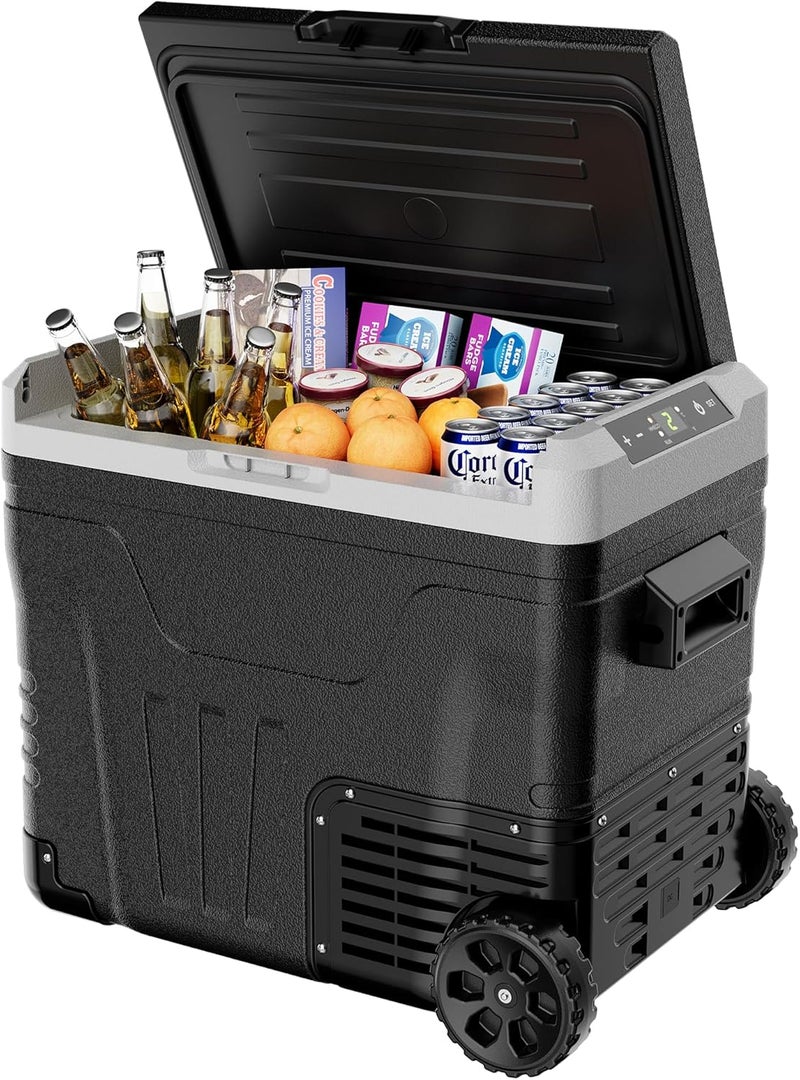 EUHOMY 50L Portable Car Refrigerator, -20°C to 20°C, Dual Temperature Control 12V Car Freezer 12/24V DC 110-240V AC, 45W Camping Fridge with Handle ثلاجة سيارة for Camping/Travel/Home/Truck/vehicle - Image 1