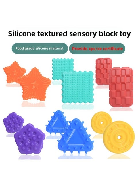 Silicone Children's Decompression Toy Children's Sensory Stone Squishy Sensory Toys Soft Texture Sensory Block-Color:6-piece Set In Color Box