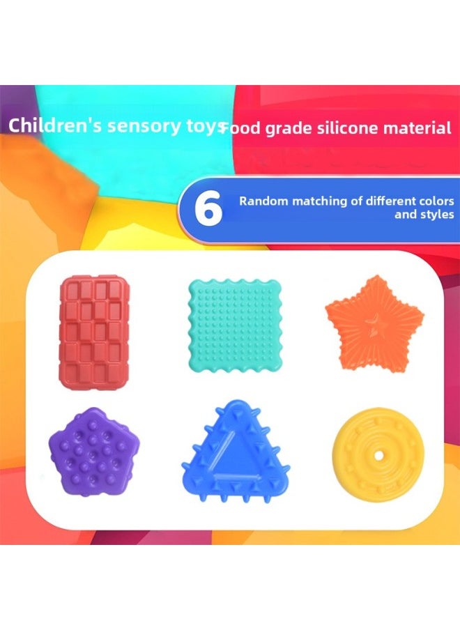 null - Silicone Children's Decompression Toy Children's Sensory Stone Squishy Sensory Toys Soft Texture Sensory Block-Color:6-piece Set In Color Box - Image 1