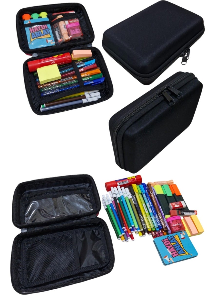 Next Craft Pencil Case Bag with Hard Cover and Multiple Compartments, 3 Color Options  - Image 1