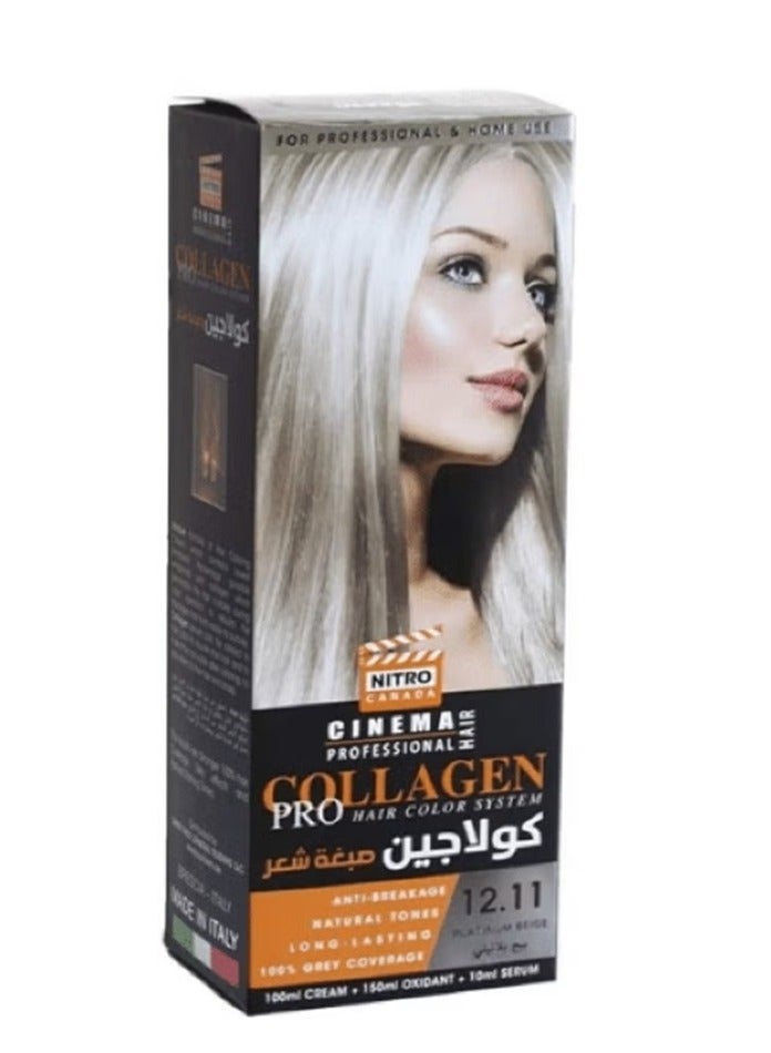 نيترو سينما  Nitro Cinema Collagen 100 ml Hair Dye 12.11 Platinum Beige - Image 1