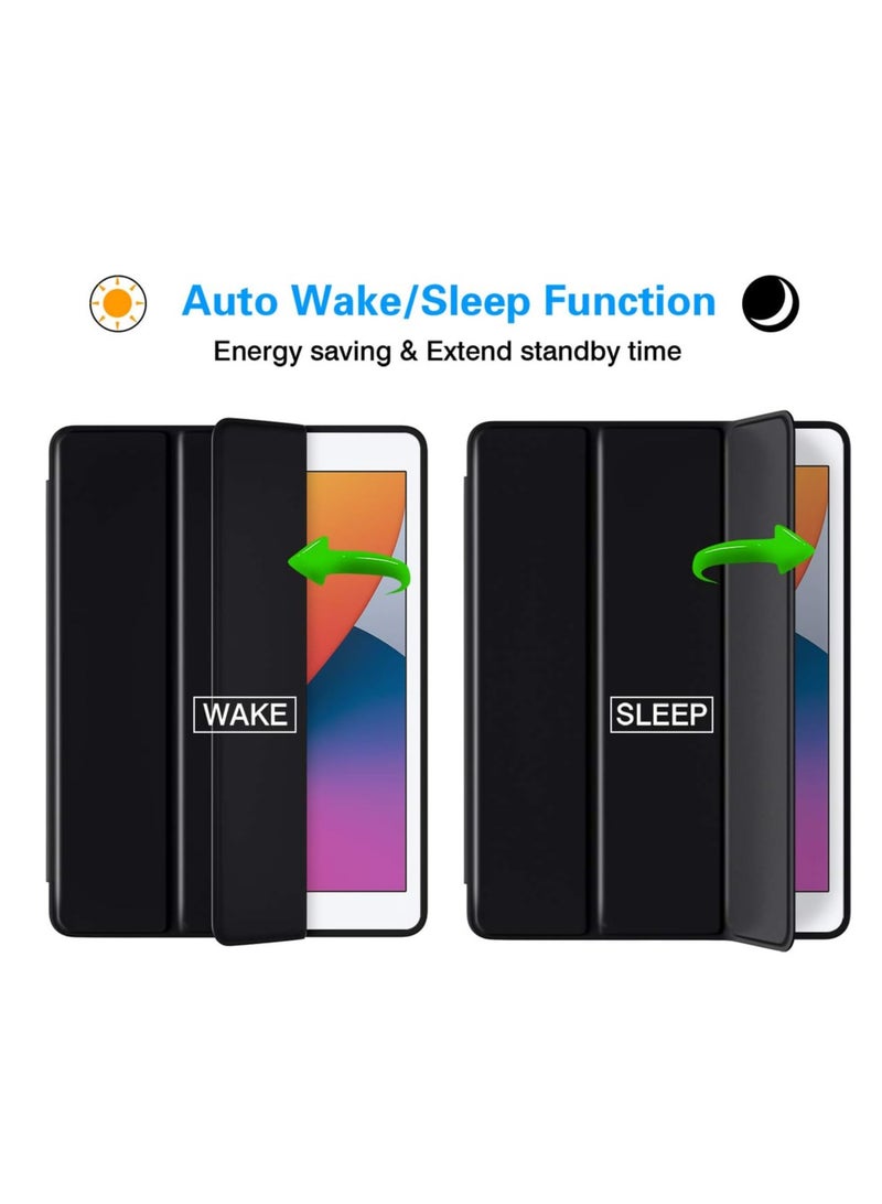 Case Compatible with iPad 9th/8th/7th Generation Case/iPad Case 10.2-10.5 Inch, Smart Folio Soft TPU Protective Case Cover with Apple Pencil Holder ( PEN NOT Included ) for iPad 9th/8th Gen,Full Body Protection- Black - Image 2
