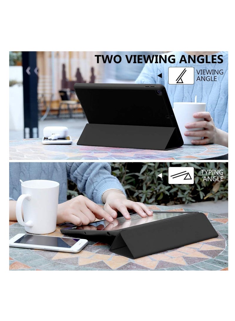 Case Compatible with iPad 9th/8th/7th Generation Case/iPad Case 10.2-10.5 Inch, Smart Folio Soft TPU Protective Case Cover with Apple Pencil Holder ( PEN NOT Included ) for iPad 9th/8th Gen,Full Body Protection- Black - Image 3