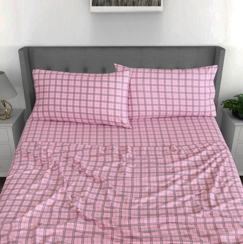 RUVANTI Flannel Sheets Queen Size - 100% Cotton Double Brushed Bed Sheets, Deep Pockets 16 Inches Queen Sheet Set, All Seasons Breathable & Extra Soft - Warm & Cozy, 4 Piece, Check & Bolt Pink - Image 5