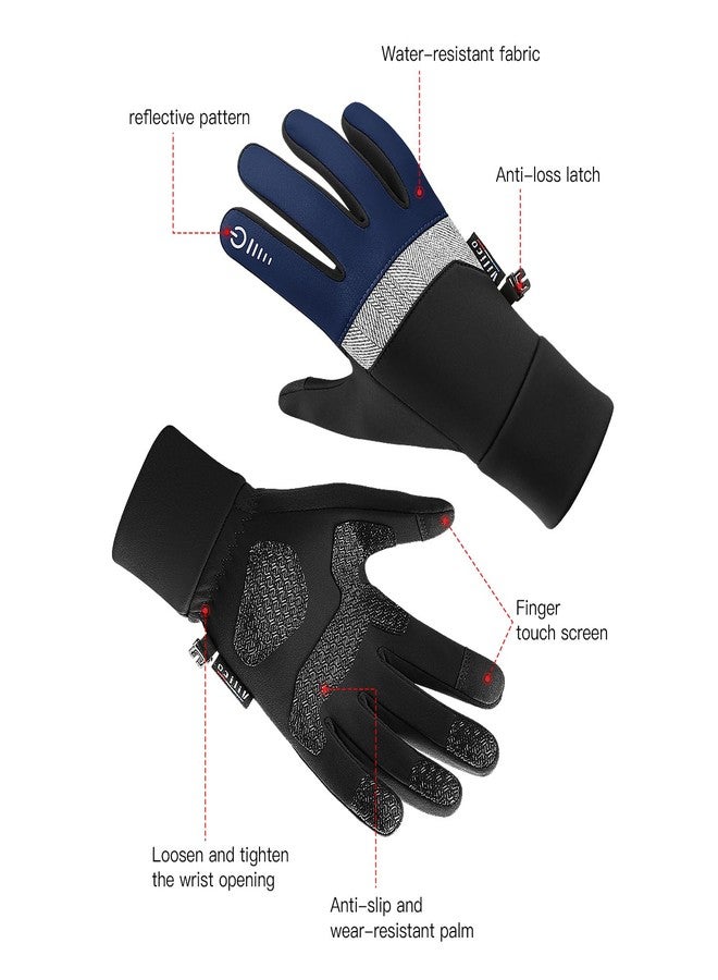 Vilico Winter Gloves, Lightweight Warm Touchscreen Gloves, Windproof Waterproof Anti-Slip, Suitable for Outdoor Cycling, Running, Hiking in Winter-Navy Blue,Size S - Image 2