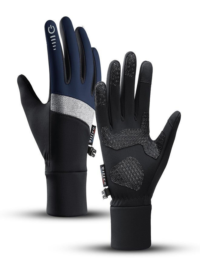 Vilico Winter Gloves, Lightweight Warm Touchscreen Gloves, Windproof Waterproof Anti-Slip, Suitable for Outdoor Cycling, Running, Hiking in Winter-Navy Blue,Size S - Image 1