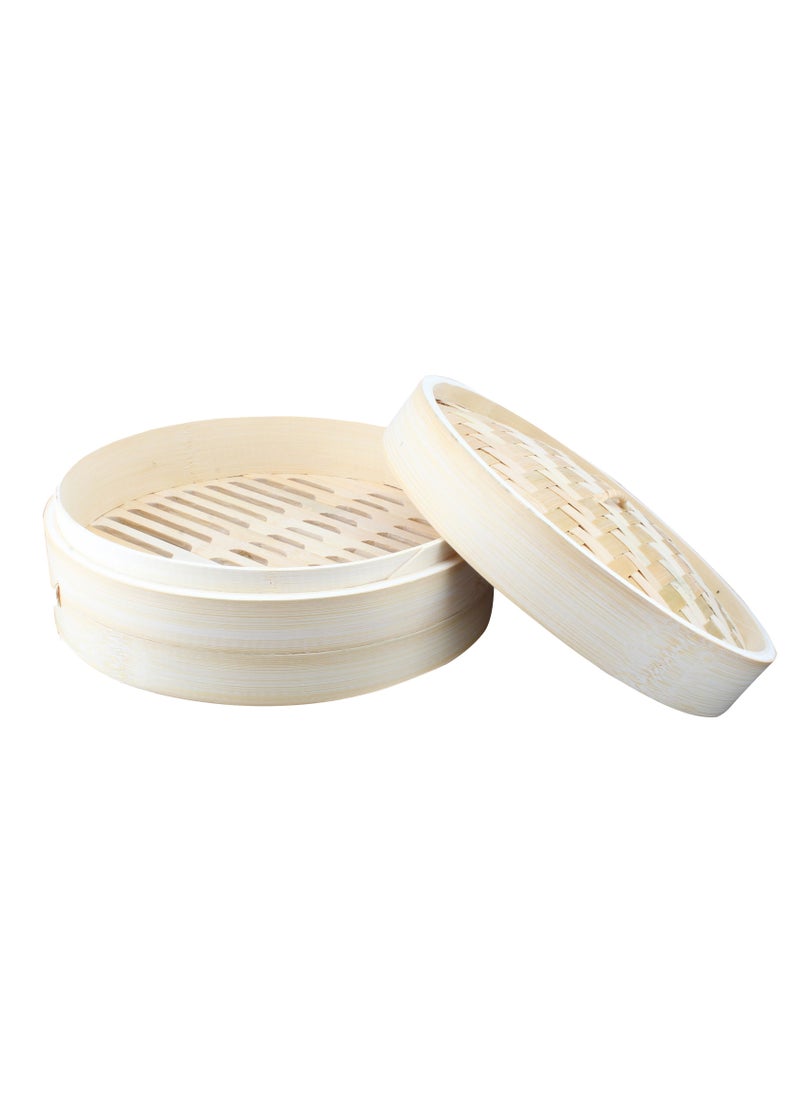 CUISINEART - 20cm Bamboo Steamer, 1-Tier Organic Handmade Bamboo Steam Basket with Lid - Image 1