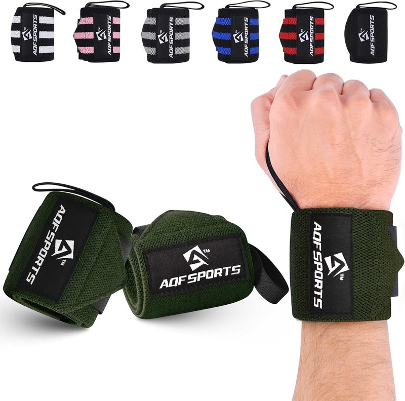 AQF Wrist Wraps for Weightlifting - USPA & IPL Approved 18" Gym Wrist Support with Thumb Loop - Heavy Duty Lifting Wrist Straps for Fitness, Workout, Powerlifting, & Bodybuilding (Pair) - Image 1