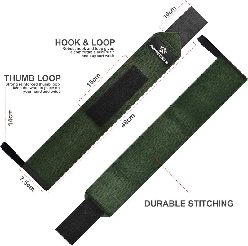AQF Wrist Wraps for Weightlifting - USPA & IPL Approved 18" Gym Wrist Support with Thumb Loop - Heavy Duty Lifting Wrist Straps for Fitness, Workout, Powerlifting, & Bodybuilding (Pair) - Image 4