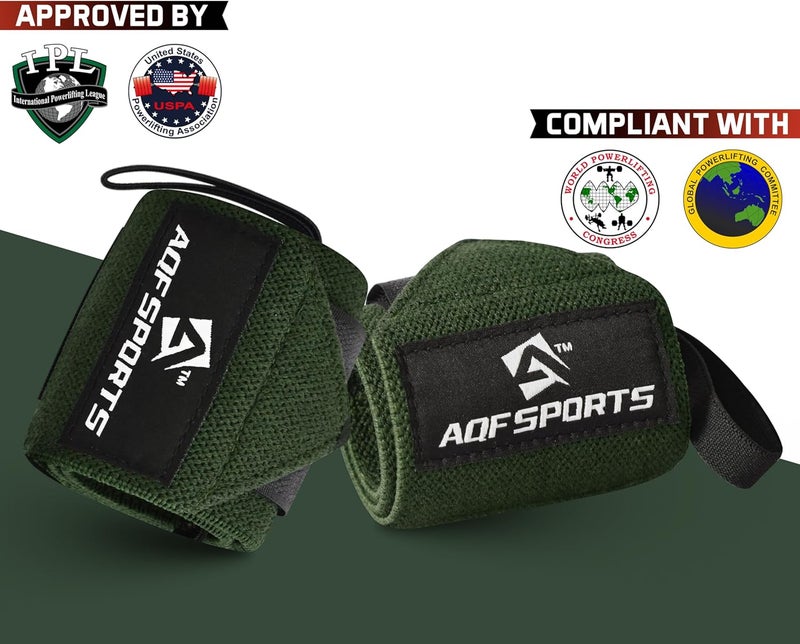 AQF Wrist Wraps for Weightlifting - USPA & IPL Approved 18" Gym Wrist Support with Thumb Loop - Heavy Duty Lifting Wrist Straps for Fitness, Workout, Powerlifting, & Bodybuilding (Pair) - Image 2