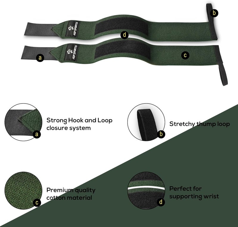 AQF Wrist Wraps for Weightlifting - USPA & IPL Approved 18" Gym Wrist Support with Thumb Loop - Heavy Duty Lifting Wrist Straps for Fitness, Workout, Powerlifting, & Bodybuilding (Pair) - Image 3