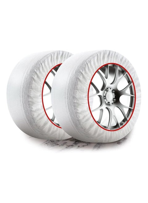 Auto Snow Socks for Tires, Emergency Snow Traction for Vehicles Safe Travel on Ice, Frost, Snow, Extra Durable Snow Chains Equivalent Tire Chain Alternative Tire Socks Active Series IN WHITE (SIZE XS)