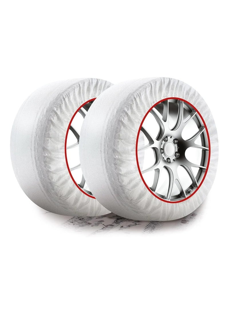 Generic - Auto Snow Socks for Tires, Emergency Snow Traction for Vehicles Safe Travel on Ice, Frost, Snow, Extra Durable Snow Chains Equivalent Tire Chain Alternative Tire Socks Active Series IN WHITE (SIZE XS) - Image 1
