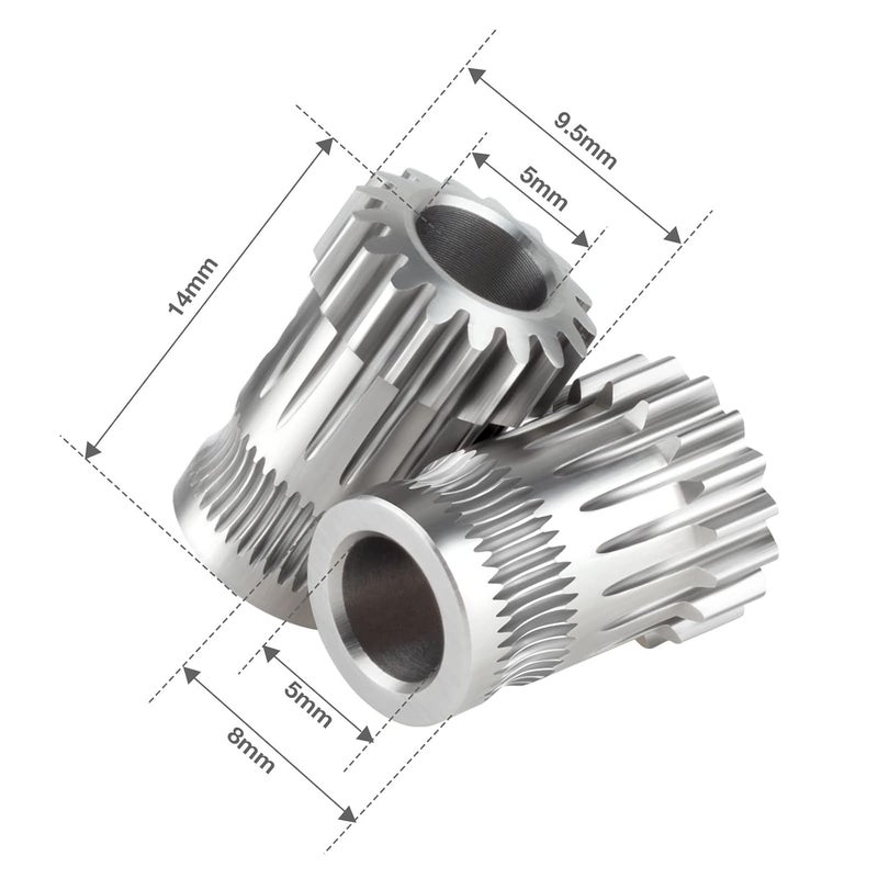 UniTak3D Dual Drive Extruder Gear Replacement Stainless Steel Extrusion Wheels for,Ender 3 V2,Ender 3 Pro,Ender 3,Prusa i3 MK2/MK3 3D Printer Double Geared Extruders - Image 2