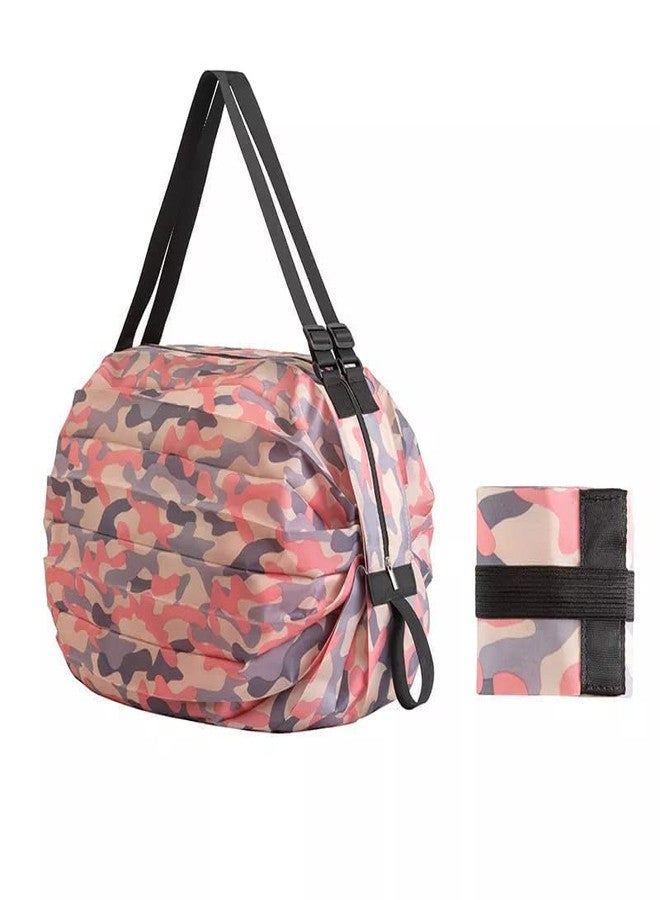 HIMART Women Folding Supermarket Shopping Bag With Zipper | Nylon Waterproof Travel Luggage Bag (Roll Bag), Multicolor - Image 1