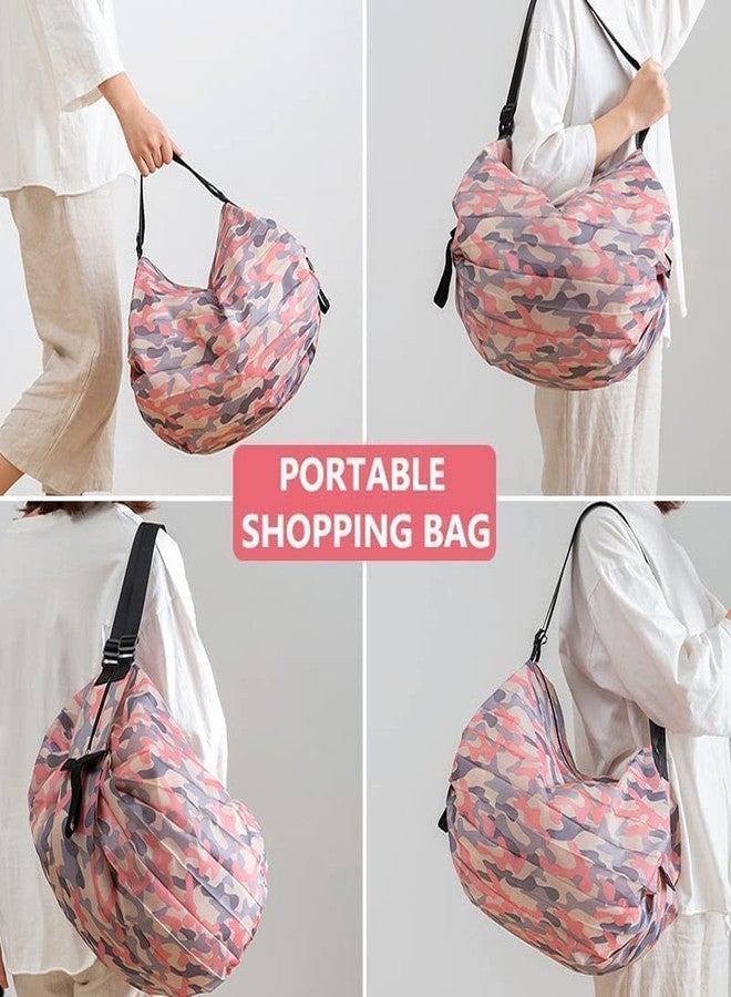 HIMART Women Folding Supermarket Shopping Bag With Zipper | Nylon Waterproof Travel Luggage Bag (Roll Bag), Multicolor - Image 2