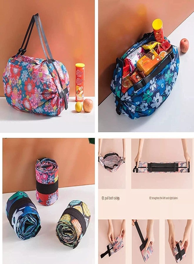 HIMART Women Folding Supermarket Shopping Bag With Zipper | Nylon Waterproof Travel Luggage Bag (Roll Bag), Multicolor - Image 5