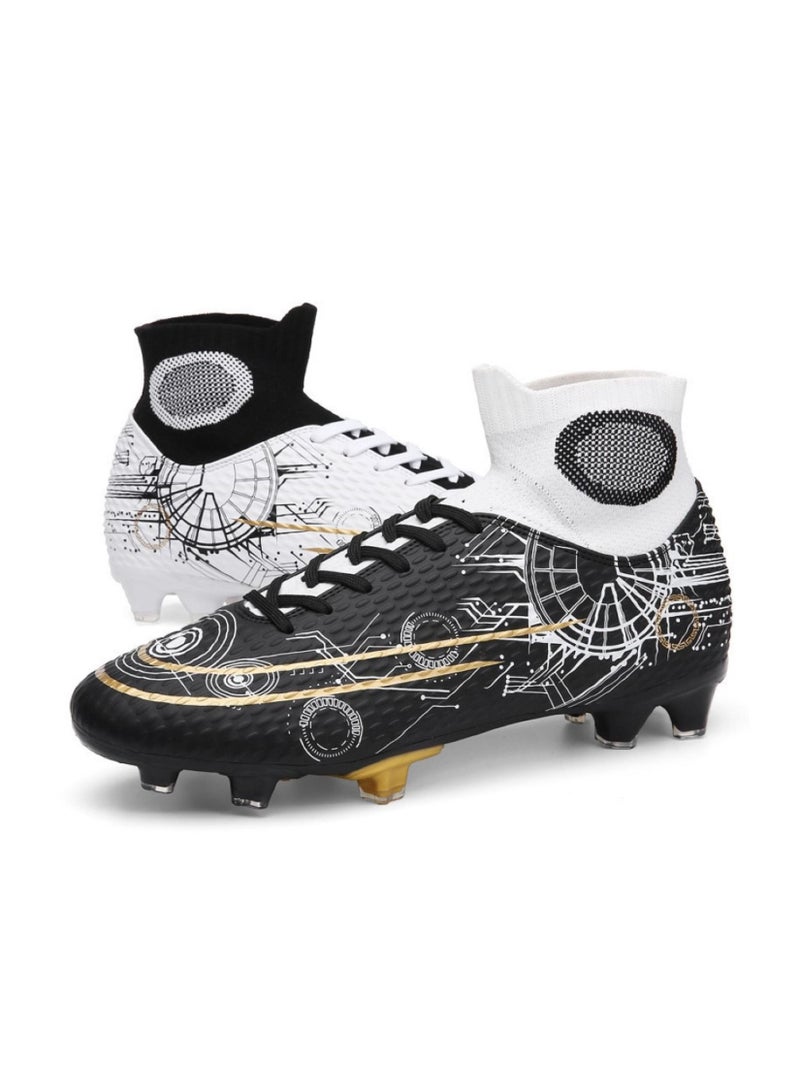 Loquat High-Top Cleats Competition Sports Football Shoes Black/White  - Image 1