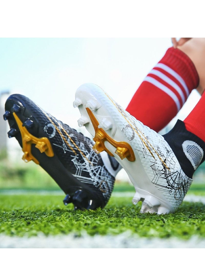 Loquat High-Top Cleats Competition Sports Football Shoes Black/White  - Image 2