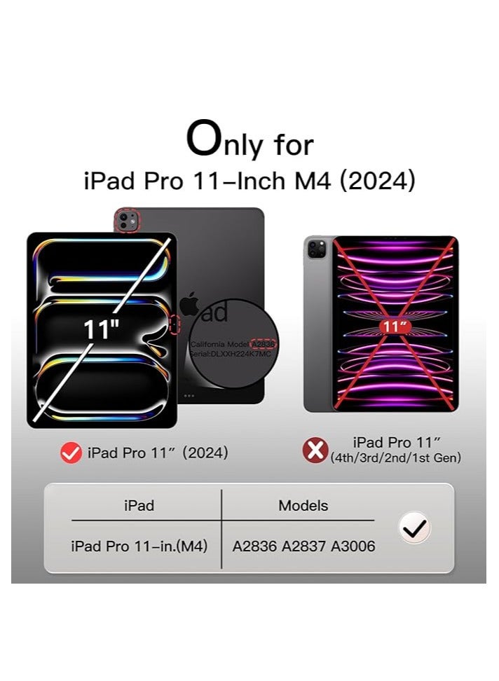 DUSALA iPad Pro 11-Inch M4 2024 (5th Generation) with Pencil Holder, Clear Transparent Back Shell Slim Stand Shockproof Tablet Cover, Auto Wake/Sleep Blue Sky - Image 2