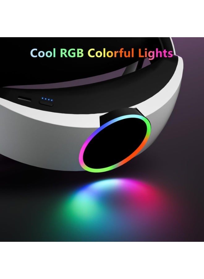 حزام رأس لجهاز Oculus Quest 2 مع بطارية 10000 مللي أمبير في الساعة، وأضواء RGB رائعة، وشحن سريع، وحزمة بطارية قابلة للتعديل، ومناسب لاستبدال حزام رأس Meta Elite، وإطالة 8 ساعات من وقت اللعب، وتعزيز الراحة وتقليل الضغط - Image 4