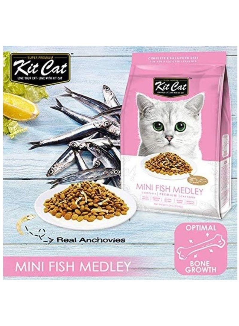 Kit Cat Dry Cat Food for Adult Cats Small Fish Mix Flavor 1.2 kg - Dry Cat Food with Taurine - Complete Formula Dry Cat Food Enriched with Taurine for Heart and Digestive Health - Image 2