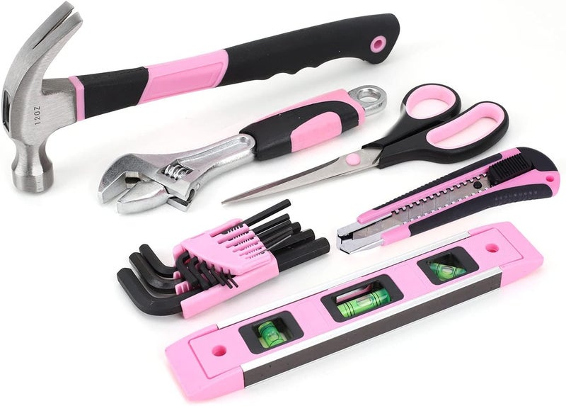 FASTPRO Pink Tool Set, 220-Piece Lady's Home Repairing Tool Kit with 12-Inch Wide Mouth Open Storage Tool Bag - Image 5