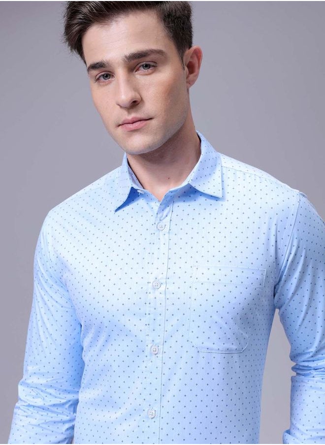 The Indian Garage Co Men Slim Fit Ditsy Printed Full Sleeves Cutaway Collar Formal Shirt  - Image 1
